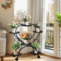 Rolling Metal Plant Stand Indoor Outdoor Garden Display Shelf V178-66993