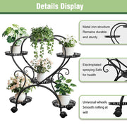 Rolling Metal Plant Stand Indoor Outdoor Garden Display Shelf V178-66993