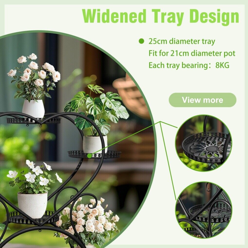 Rolling Metal Plant Stand Indoor Outdoor Garden Display Shelf V178-66993