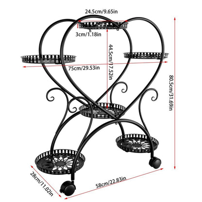 Rolling Metal Plant Stand Indoor Outdoor Garden Display Shelf V178-66993