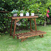 Pine Wood 3pcs Plant Stand Ladder Garden Flower Display V178-66994