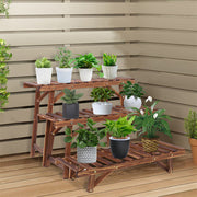 Pine Wood 3pcs Plant Stand Ladder Garden Flower Display V178-66994