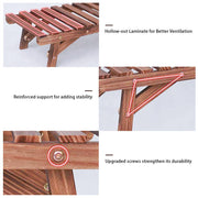 Pine Wood 3pcs Plant Stand Ladder Garden Flower Display V178-66994