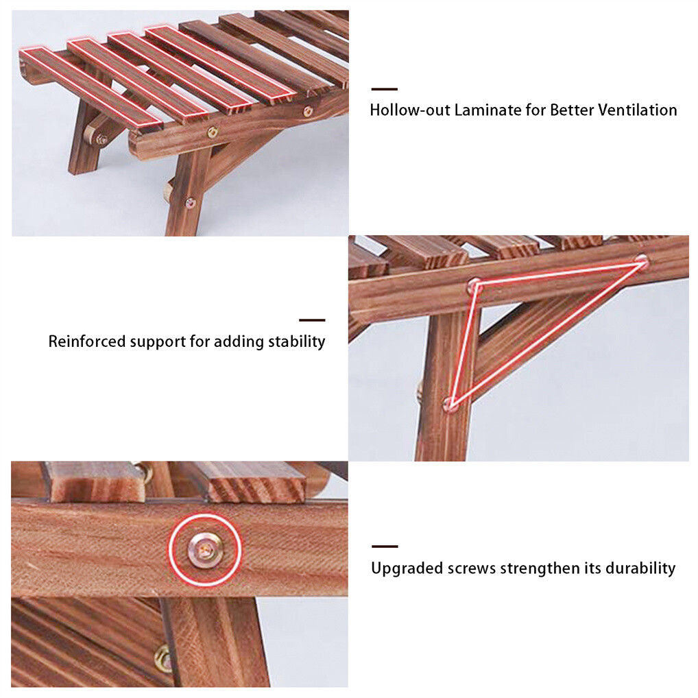 Pine Wood 3pcs Plant Stand Ladder Garden Flower Display V178-66994