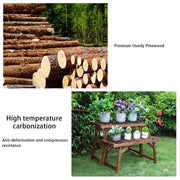 Pine Wood 3pcs Plant Stand Ladder Garden Flower Display V178-66994