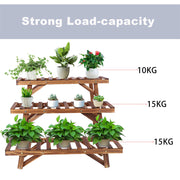 Pine Wood 3pcs Plant Stand Ladder Garden Flower Display V178-66994