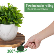 Wooden Plant Caddy Stand 2-Pack 360 Rotating Casters V178-66995