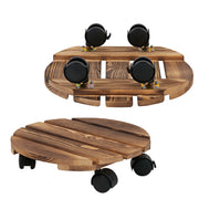 Wooden Plant Caddy Stand 2-Pack 360 Rotating Casters V178-66995