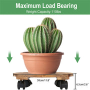 Wooden Plant Caddy Stand 2-Pack 360 Rotating Casters V178-66995