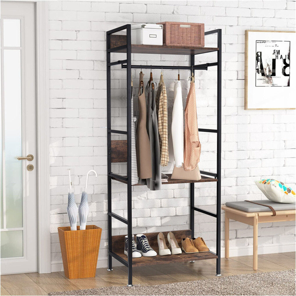 Heavy Duty Clothes Rack 3 Tiers MDF & Metal Iron Rail V178-66998