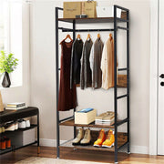 Heavy Duty Clothes Rack 3 Tiers MDF & Metal Iron Rail V178-66998