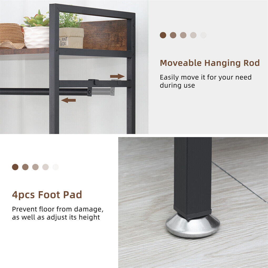 Heavy Duty Clothes Rack 3 Tiers MDF & Metal Iron Rail V178-66998