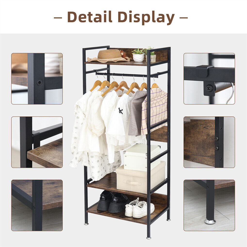 Heavy Duty Clothes Rack 3 Tiers MDF & Metal Iron Rail V178-66998