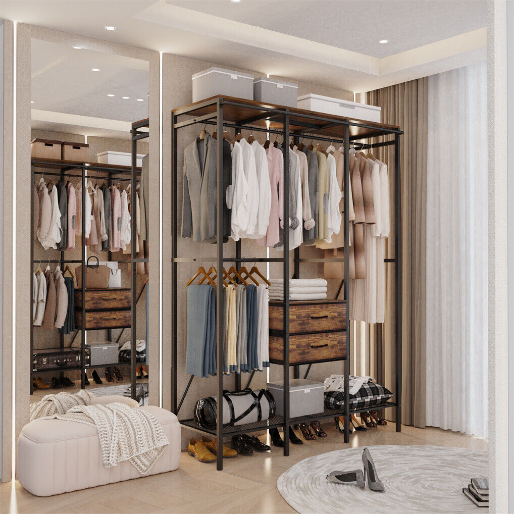 XXL Heavy Duty Wardrobe Closet w/ Shelf, Drawer & Rack V178-66999