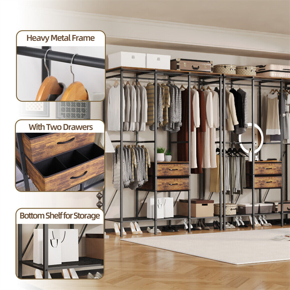 XXL Heavy Duty Wardrobe Closet w/ Shelf, Drawer & Rack V178-66999