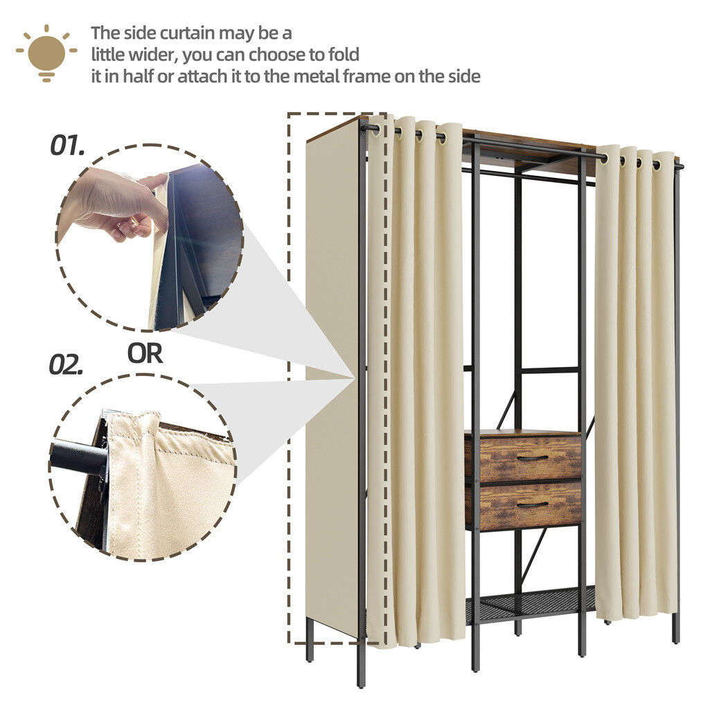 XXL Heavy Duty Wardrobe Closet w/ Shelf, Drawer & Rack V178-66999