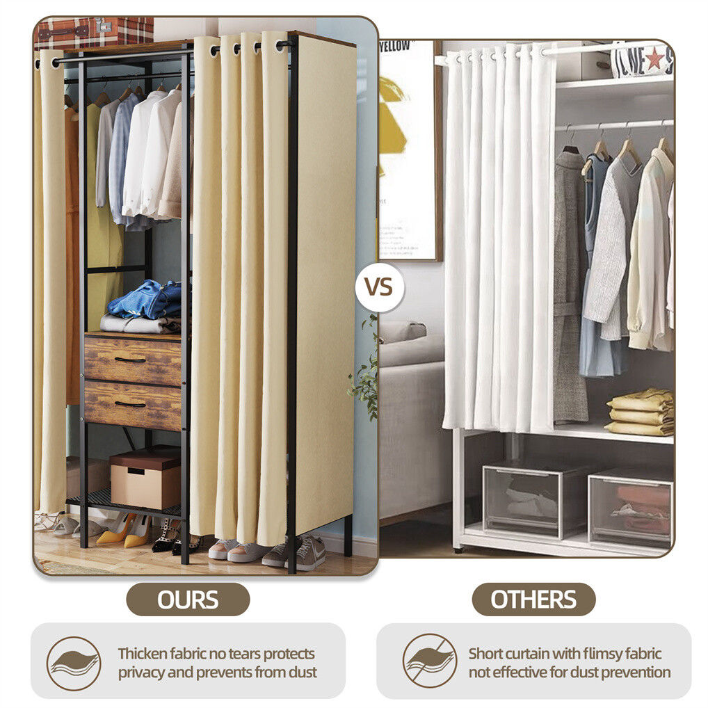 XXL Heavy Duty Wardrobe Closet w/ Shelf, Drawer & Rack V178-66999