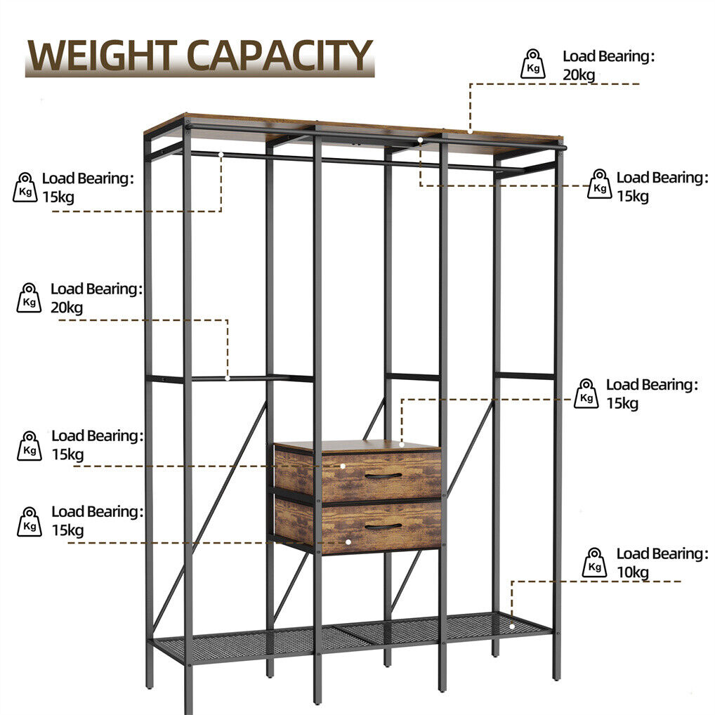 XXL Heavy Duty Wardrobe Closet w/ Shelf, Drawer & Rack V178-66999