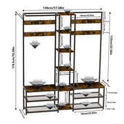 Corner Coat Stand with Shoe Bench Metal & MDF Organizer V178-67000