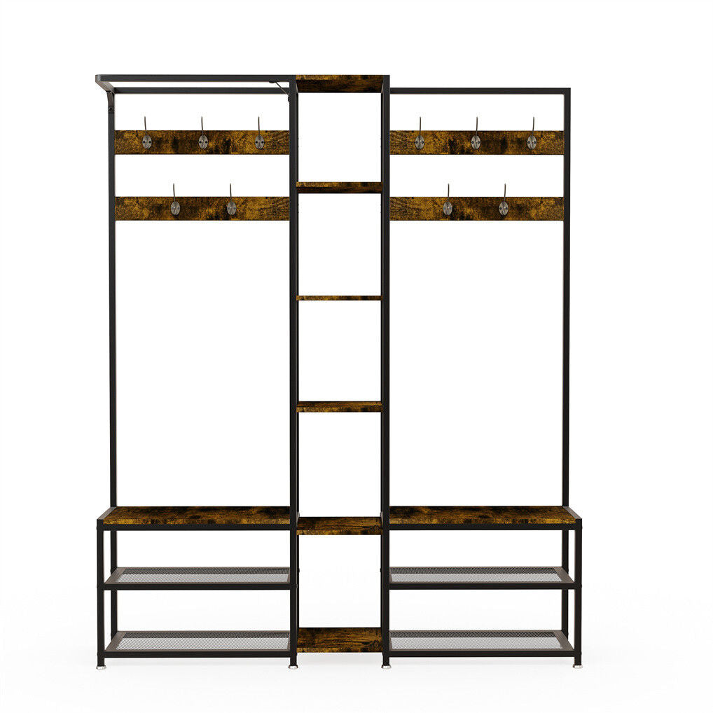 Corner Coat Stand with Shoe Bench Metal & MDF Organizer V178-67000