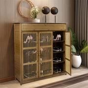 Wooden Shoe Rack XL 4 Tier 3 Doors Drawers Shelves Cabinet Organizer V178-67001
