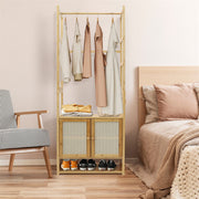 Bamboo Clothes Rack Coat Stand 168cm High Polish 53cm Length V178-67002