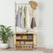 Bamboo Clothes Rack Coat Stand 168cm High Polish 53cm Length V178-67002