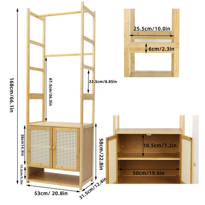 Bamboo Clothes Rack Coat Stand 168cm High Polish 53cm Length V178-67002