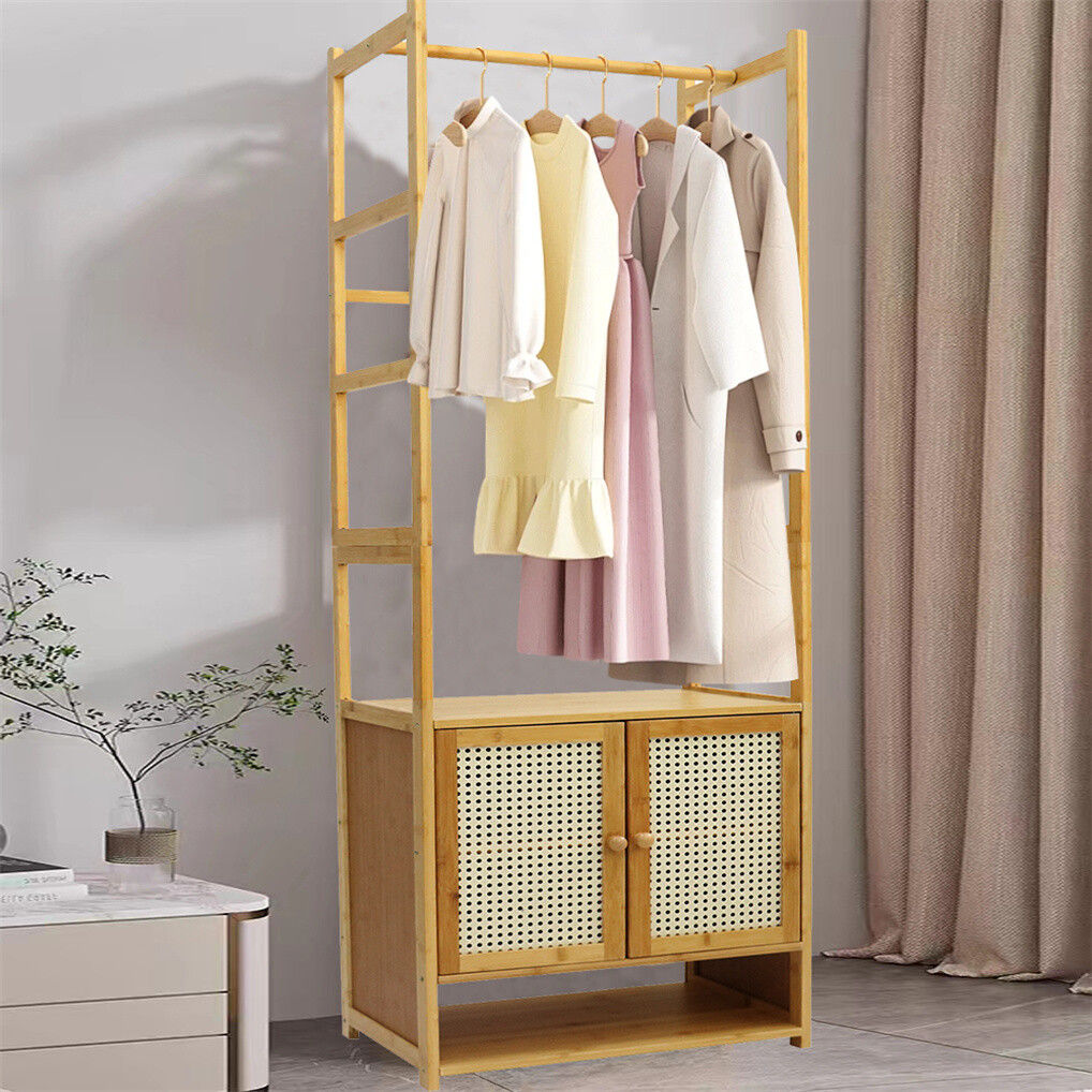 Bamboo Clothes Rack Coat Stand 168cm High Polish 53cm Length V178-67002