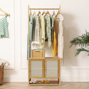 Bamboo Clothes Rack Coat Stand 168cm High Polish 53cm Length V178-67002