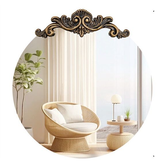 Baroque Antique Round Wall Mirror Dcor 60x64.5cm V178-67006