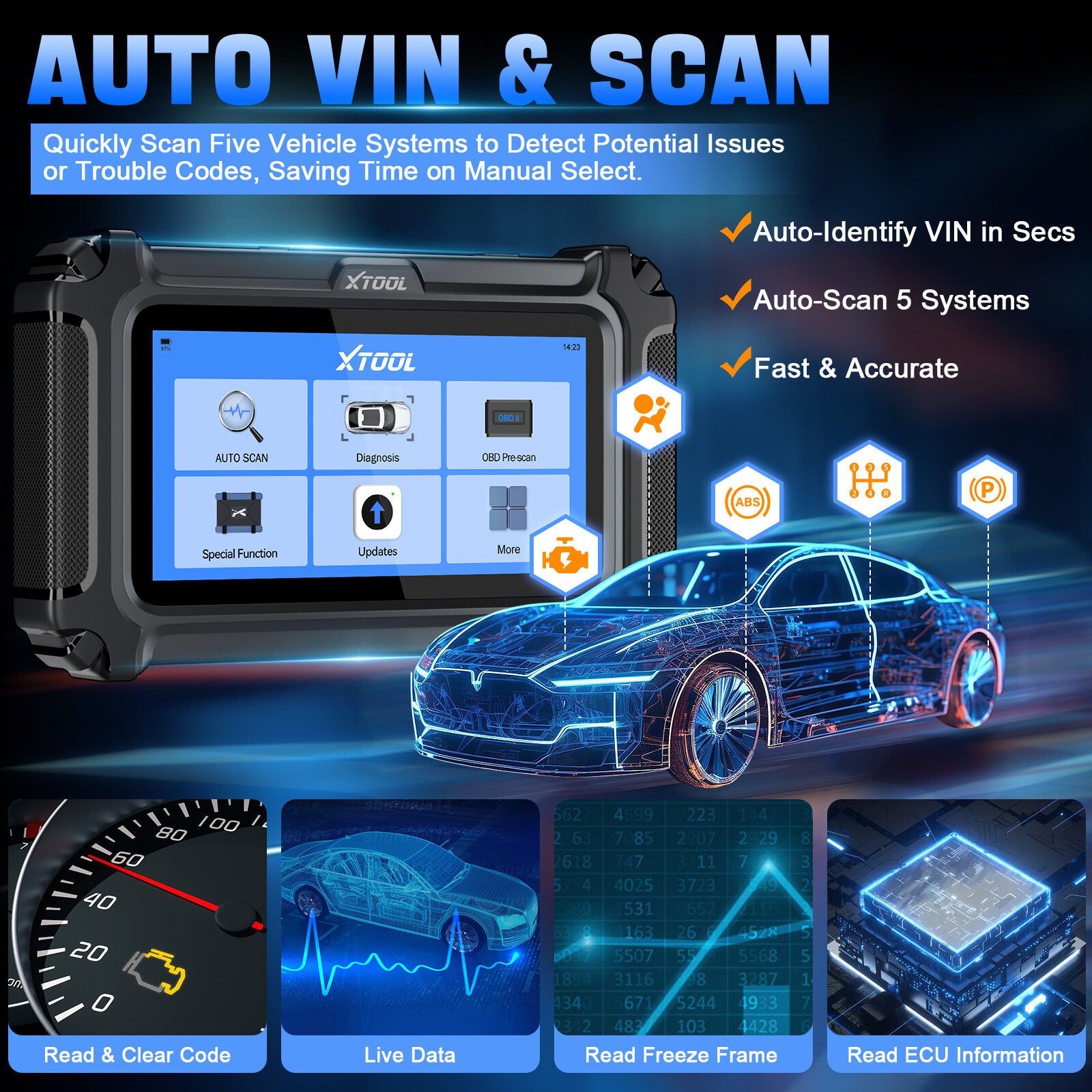 2025 D5 OBD2 Scanner ABS SRS Engine Diagnostic Tool V178-67016