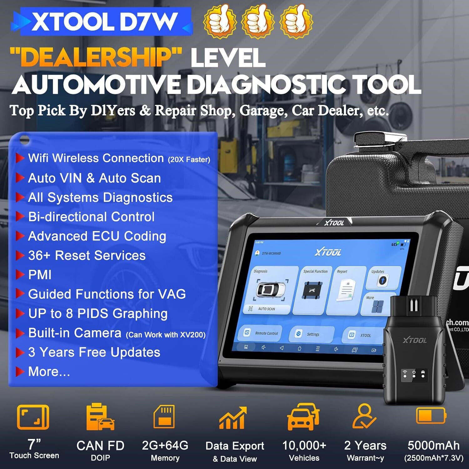 D7W Wireless OBD2 Scanner ECU Coding Key Programming V178-67017