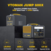 Jump 600X 600W Power Station 110W Solar Panel 10A AC/DC V178-67021