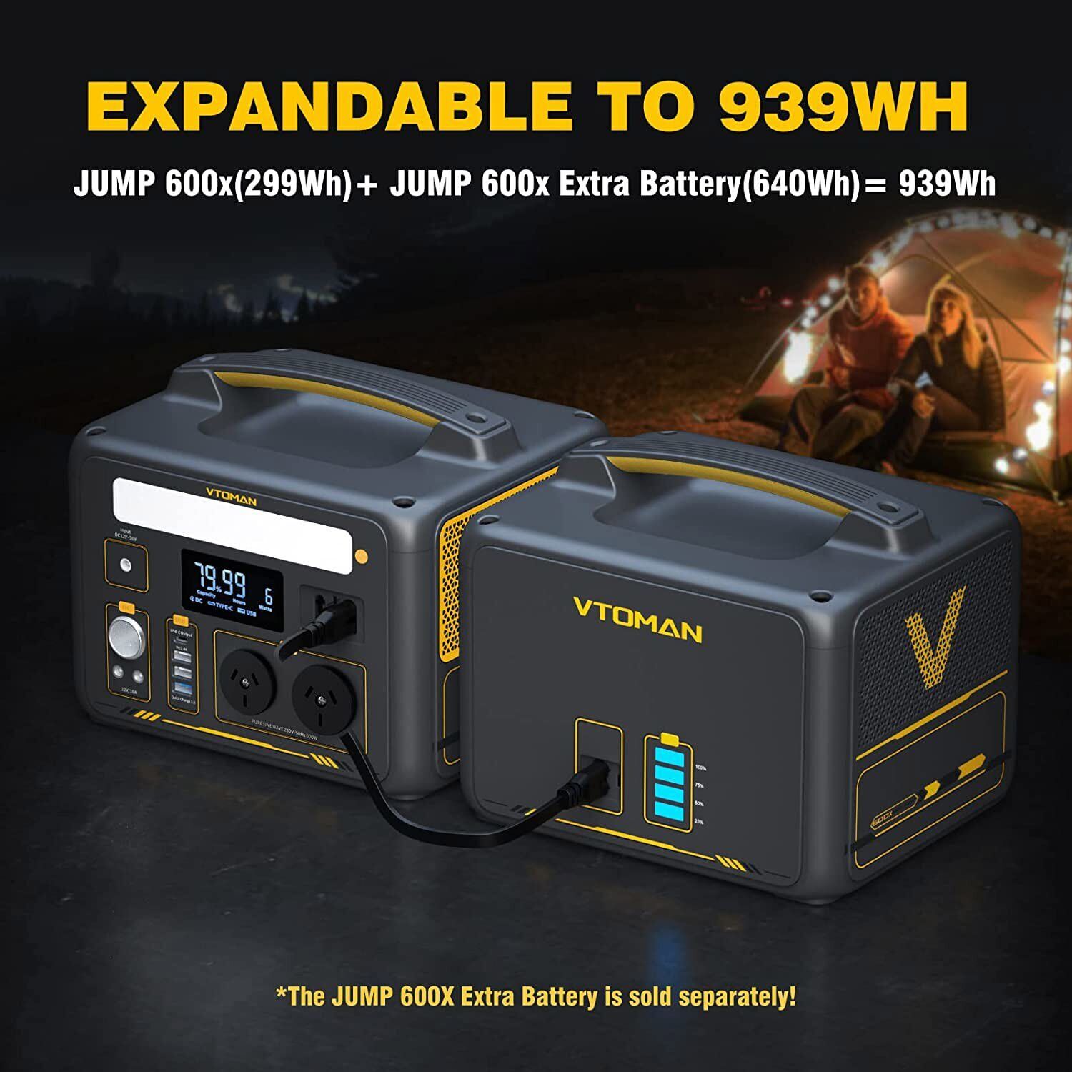 Jump 600X 600W Power Station 110W Solar Panel 10A AC/DC V178-67021