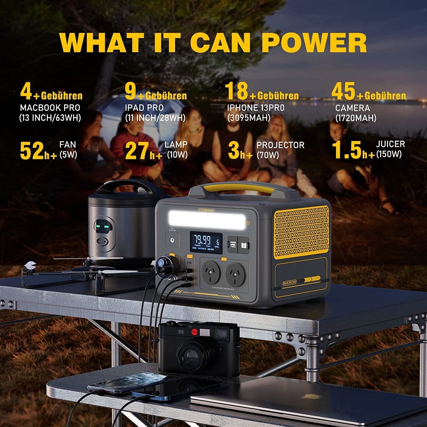 Jump 600X 600W Power Station 110W Solar Panel 10A AC/DC V178-67021