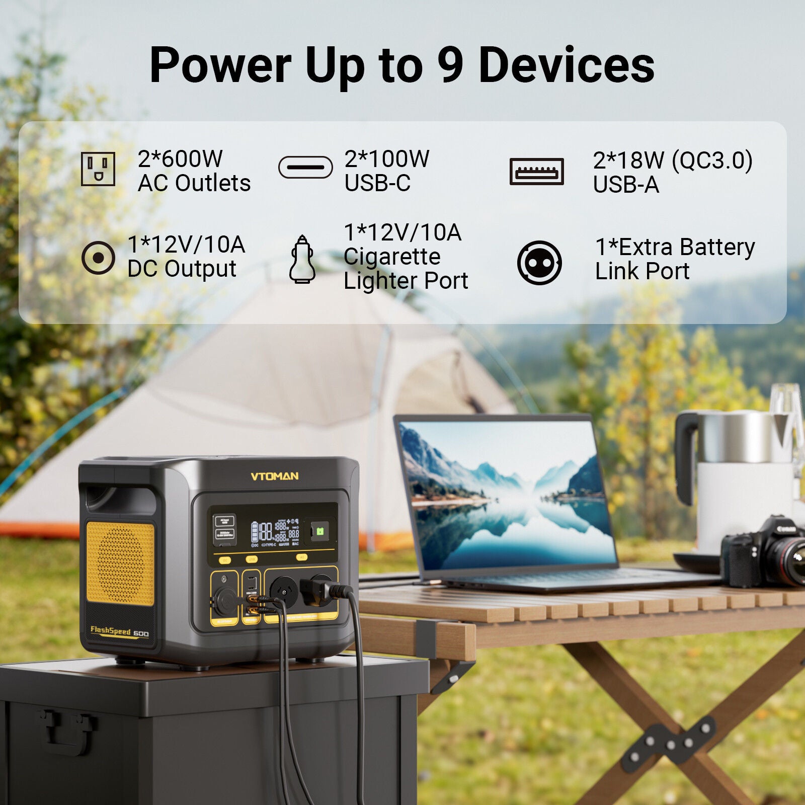 FlashSpeed 600 600W 499Wh AC/DC Portable Power Station Generator V178-67023