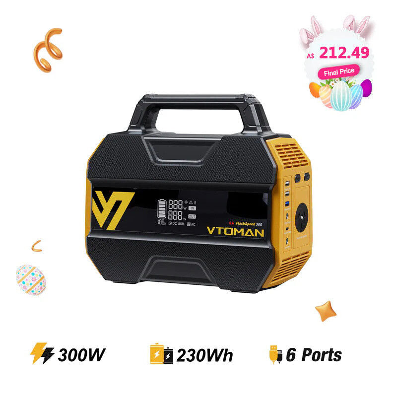 FlashSpeed 300 Solar Power Station 600W AC/DC for Camping AU V178-67027