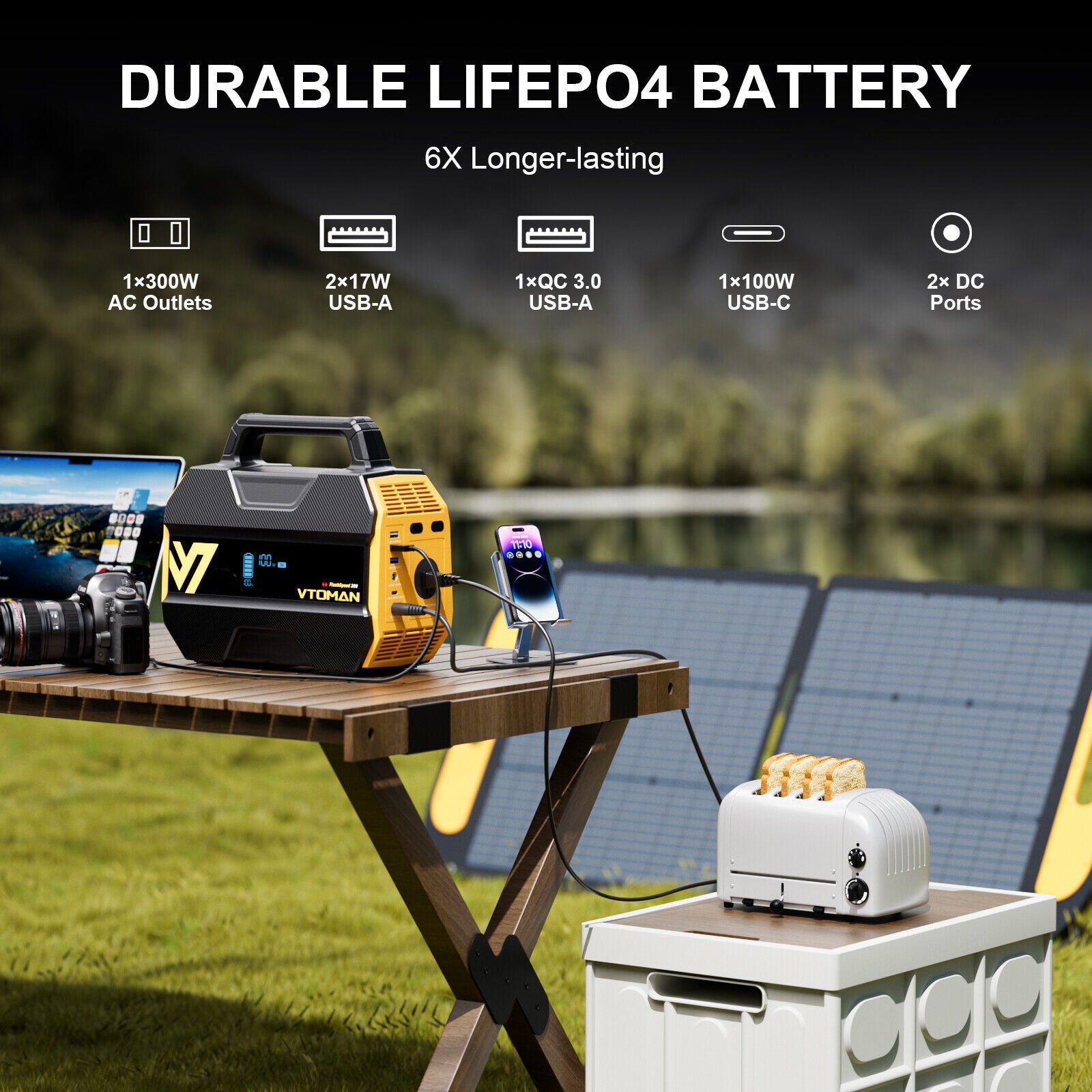 FlashSpeed 300 Solar Power Station 600W AC/DC for Camping AU V178-67027