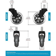 3 Swivel Rollerblade Chair Wheels, 7/16 Stem, All Floors - 5 Pack V178-67030