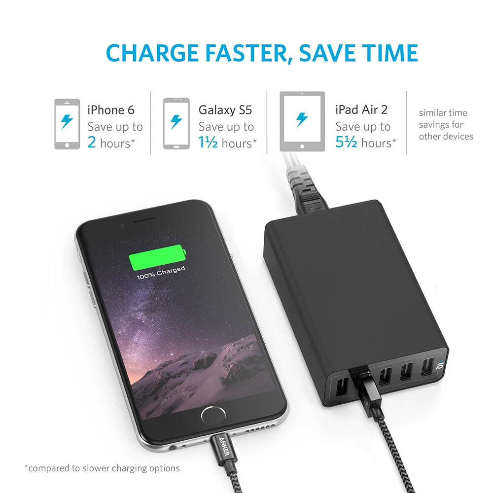 40W 5-Port USB Wall Charger Fast AC Adapter Multi Travel V178-67033