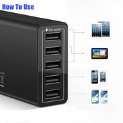 40W 5-Port USB Wall Charger Fast AC Adapter Multi Travel V178-67033