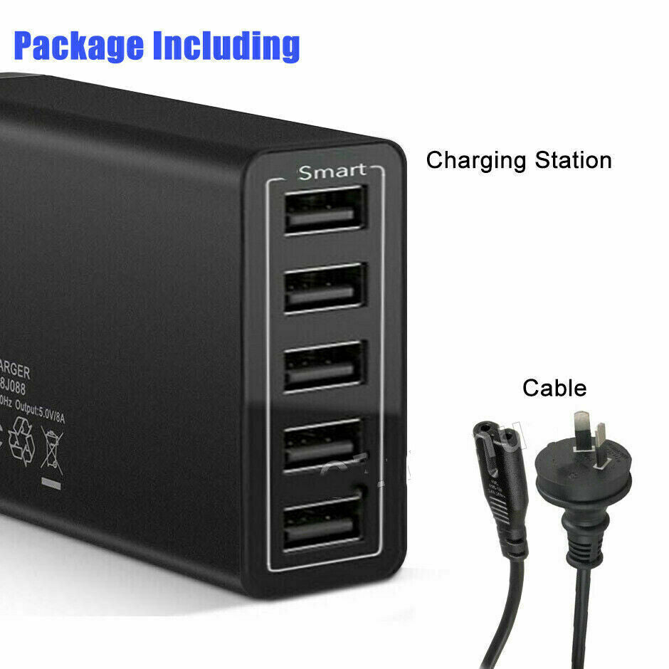 40W 5-Port USB Wall Charger Fast AC Adapter Multi Travel V178-67033