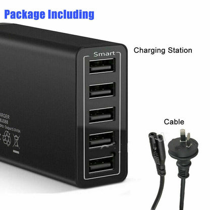 40W 5-Port USB Wall Charger Fast AC Adapter Multi Travel V178-67033