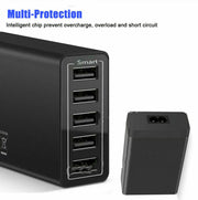 40W 5-Port USB Wall Charger Fast AC Adapter Multi Travel V178-67033