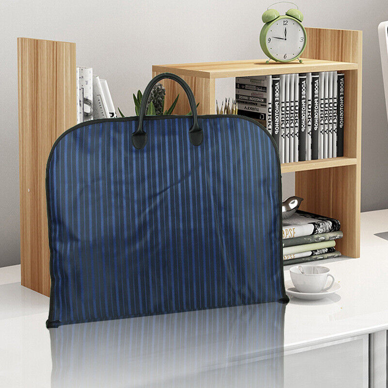 Blue Men Suit Garment Bag Zippered Dustproof Travel Organizer V178-67035