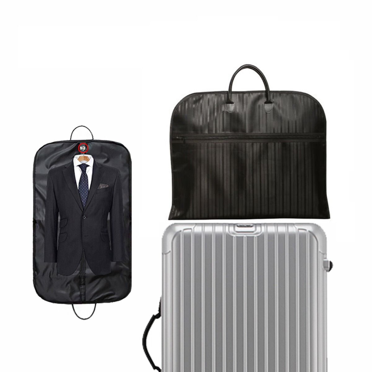 Blue Men Suit Garment Bag Zippered Dustproof Travel Organizer V178-67035