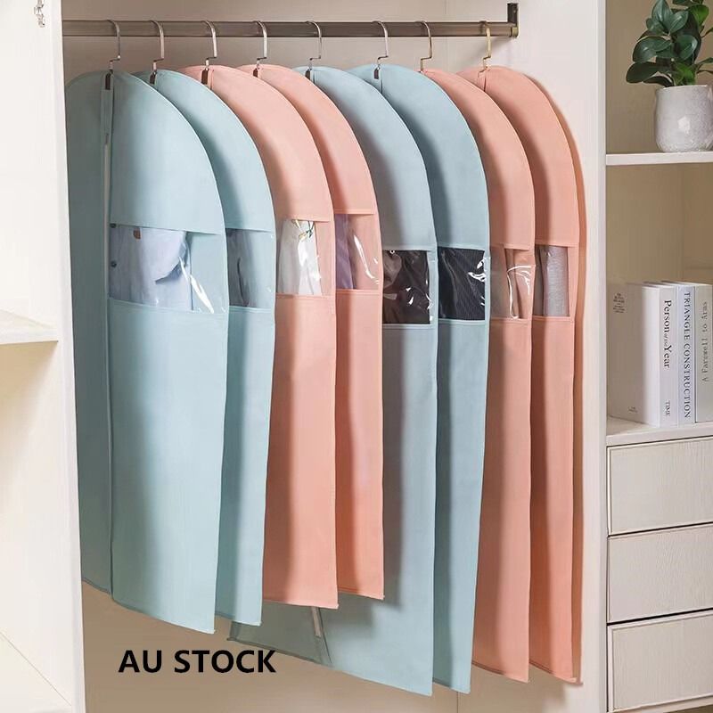 Pink Garment Bag 60x80cm Dustproof Dress Suit Coat Protector Cover V178-67041