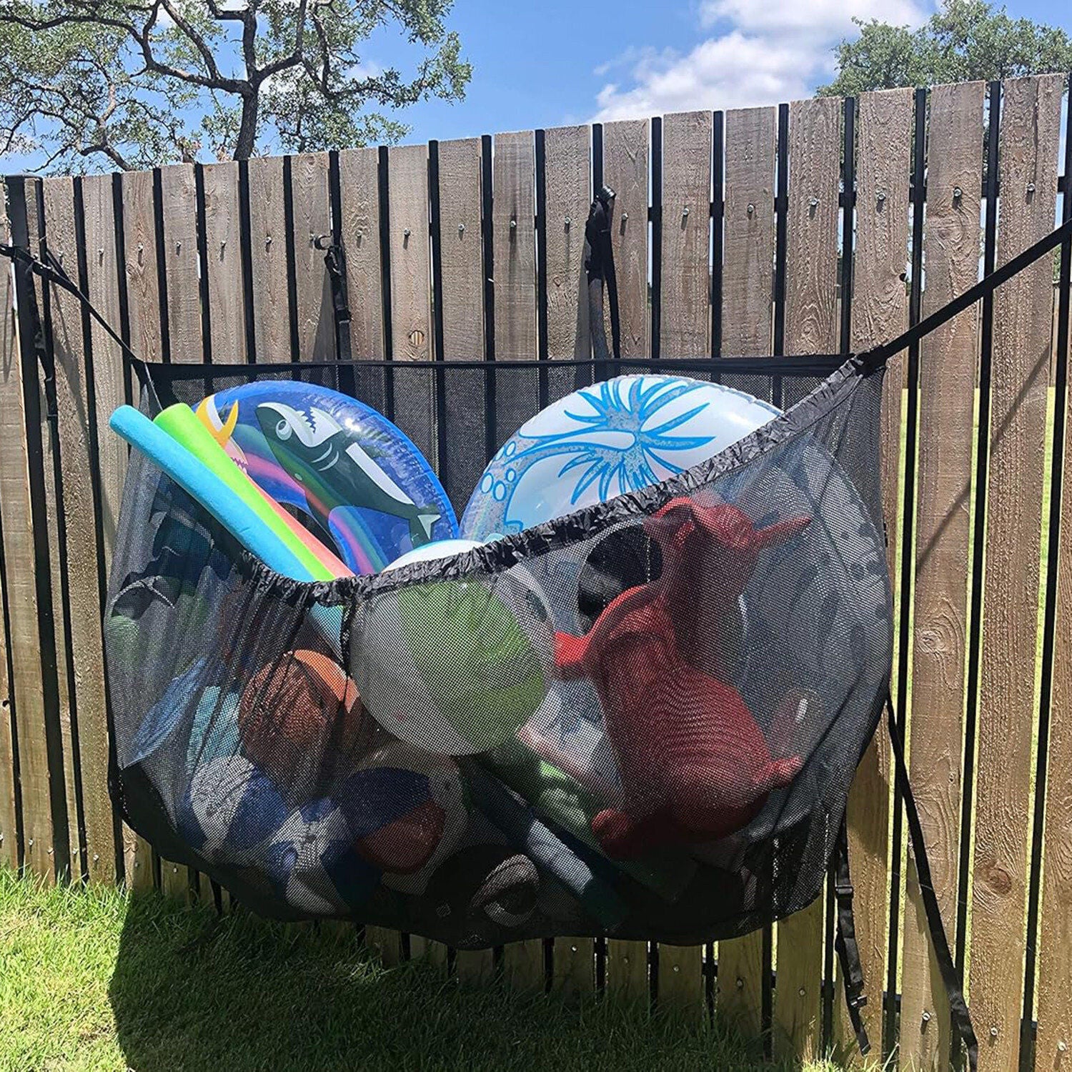 145x145CM Heavy Duty Pool Toy Storage Net Bag Adjustable Organizer V178-67044