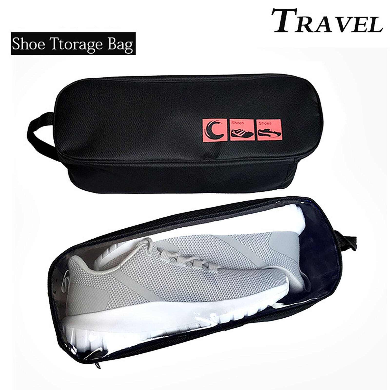 Portable Waterproof Shoe Bag with View Window 13cm High V178-67046